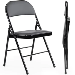 Leather Padded Folding Chair 2 Pack Sturdy Metal Foldable Chairs Easy to Use and  Outdoor and Indoor   Office