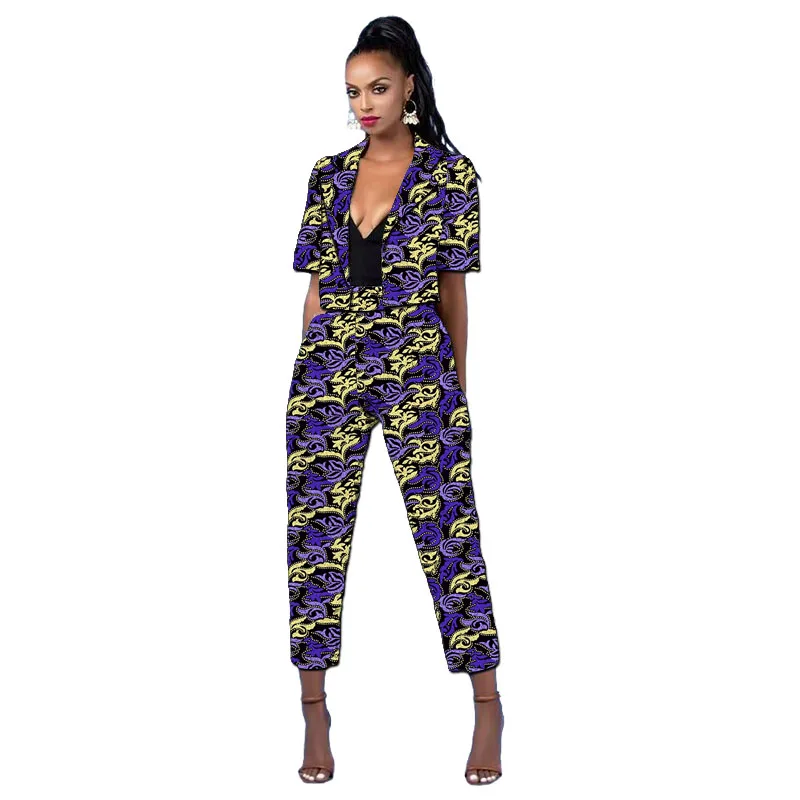 

African Print Couture Women's Short Suit Mini Blazer+Capri Pant Original Design Ankara Outfit Set Customized