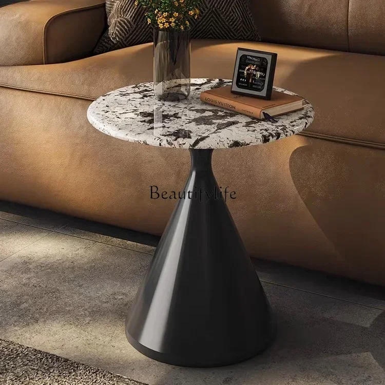 

5ld14 Marble Side Table Round Shape for Home Use in Small Apartments Living Room Sofa Balcony Corner Table