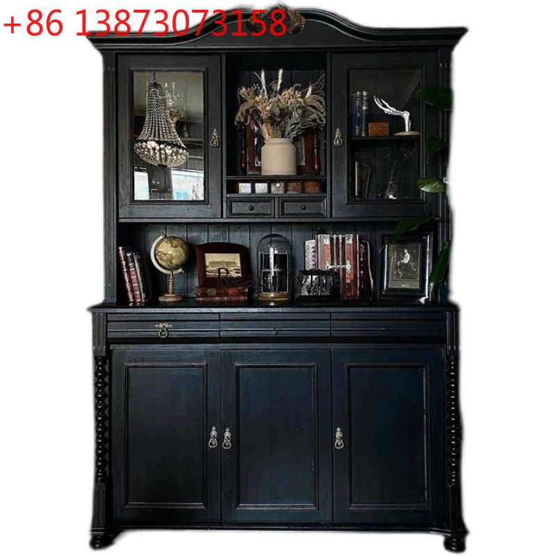 

Французский ретро-шкаф для вина, буфет для столовой, американский деревенский шкаф из массива дерева для гостиной, высокий шкаф