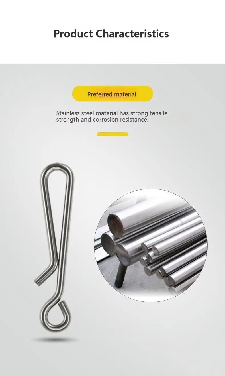 PRO BEROS 100 Stück/Beutel Fast Clip Lock Snap Swivel Solid Rings 0 # -6 # Edelstahl Haken Safety Snaps Angelhaken Connector Tool – Detail 7