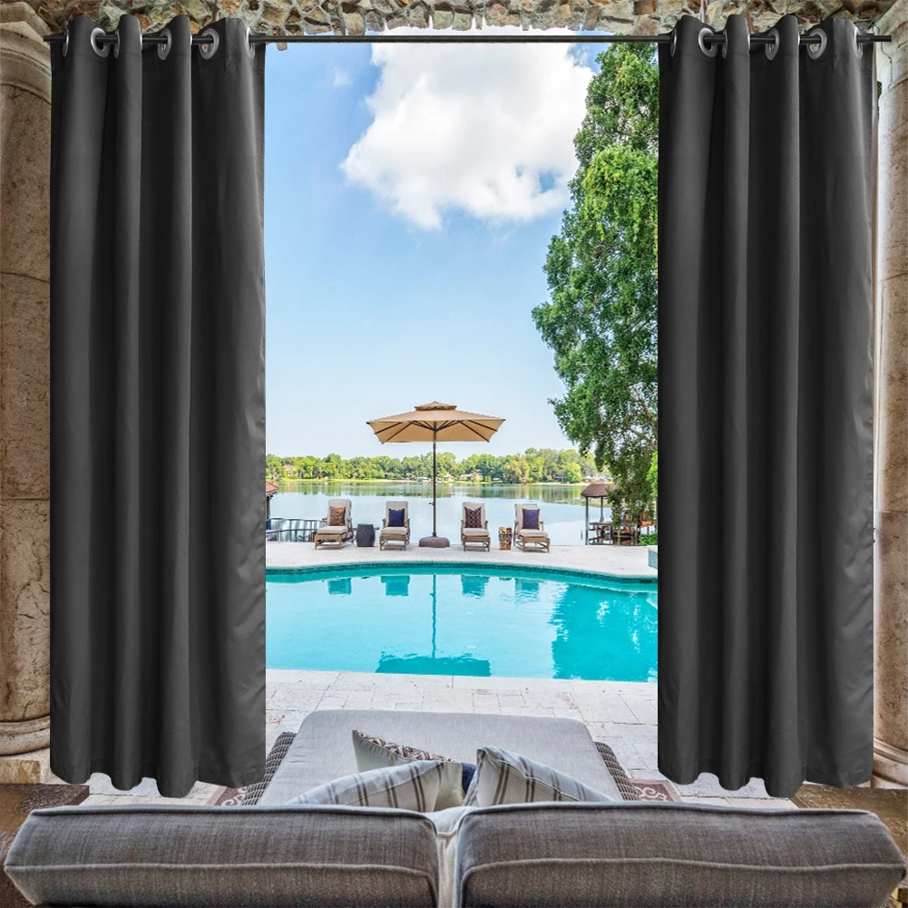 50 in. x 120 in. Indoor Outdoor Dark Gray Gommet Curtain (1 panel )