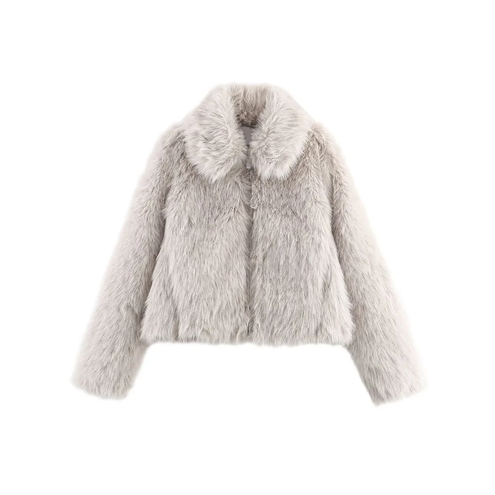 

Autumn new women's fashion faux fur effect zipper jacket