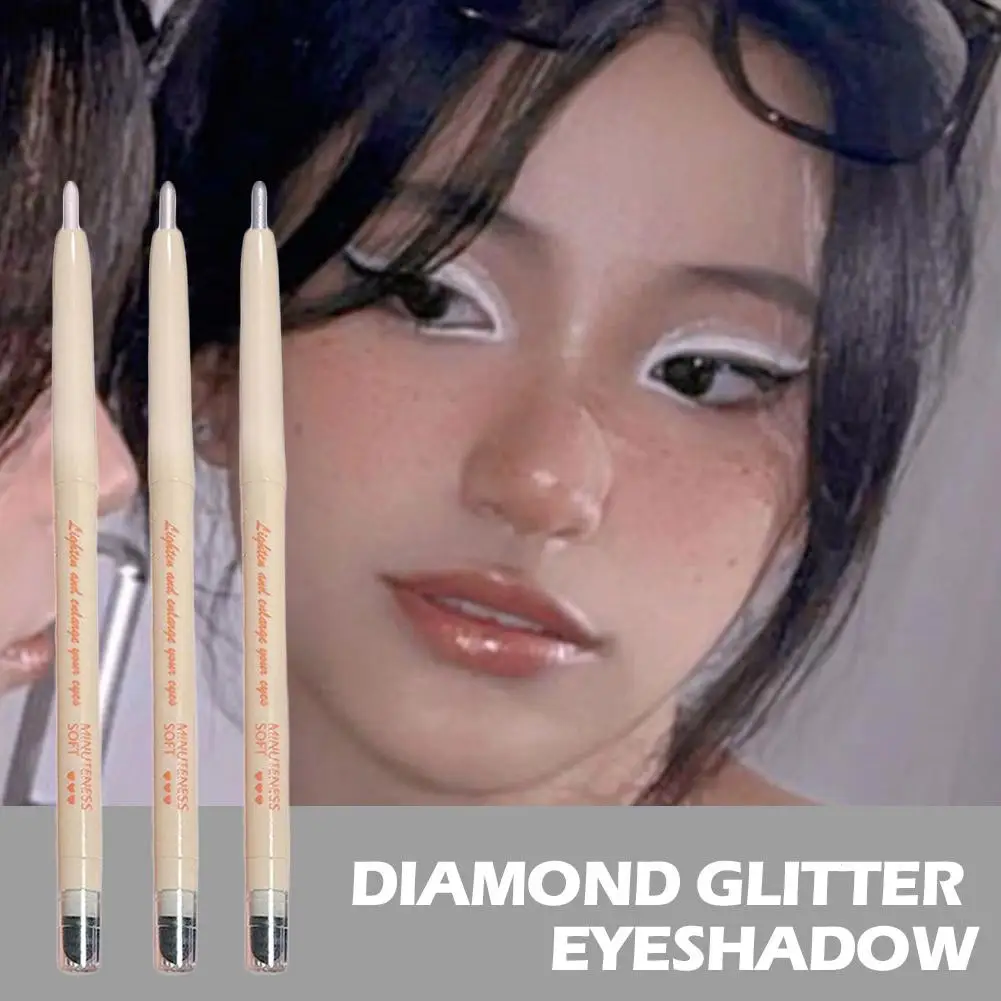 Diamond Glitter Eyeshadow Matte Pearlescent White Smooth Highlight Eye Waterproof Pearly Pen Eyeliner Silkworm Shadow Silve O9E0