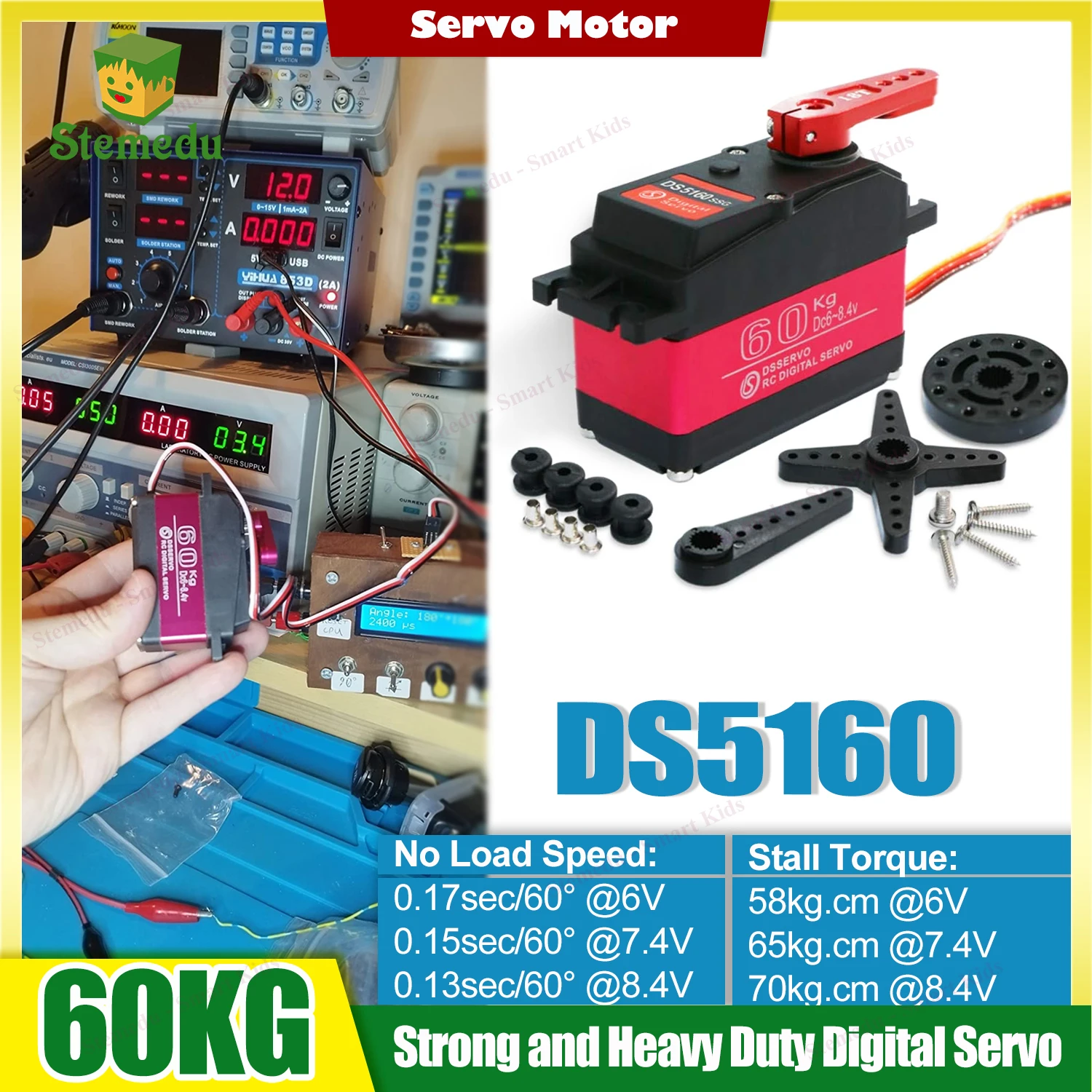Serwo Heavy Duty 60kg SSG HV Digital DS5160 do samochodów RC 1/5 Redcat HPI Baja 5B SS, kompatybilne z SAVOX-0236 LOSI XL 5T
