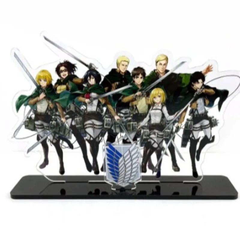 Atak Tytanów Mikasa Eren Armin Levi Figurka Akrylowy Stojak Model Anime Brelok Ozdoba na Biurko Kolekcja Kreskówkowa Zabawki
