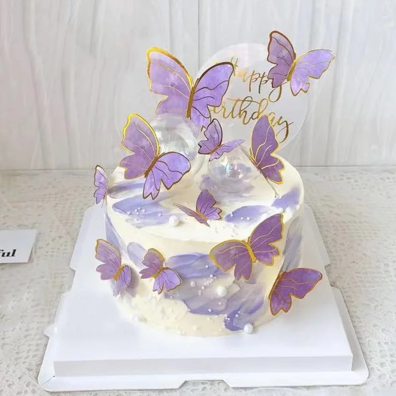 Baking Cake Decoration Creative Iron Ironwork Hot Stamping Butterfly Cake Plaque Birthday Party Dress Up Supplies