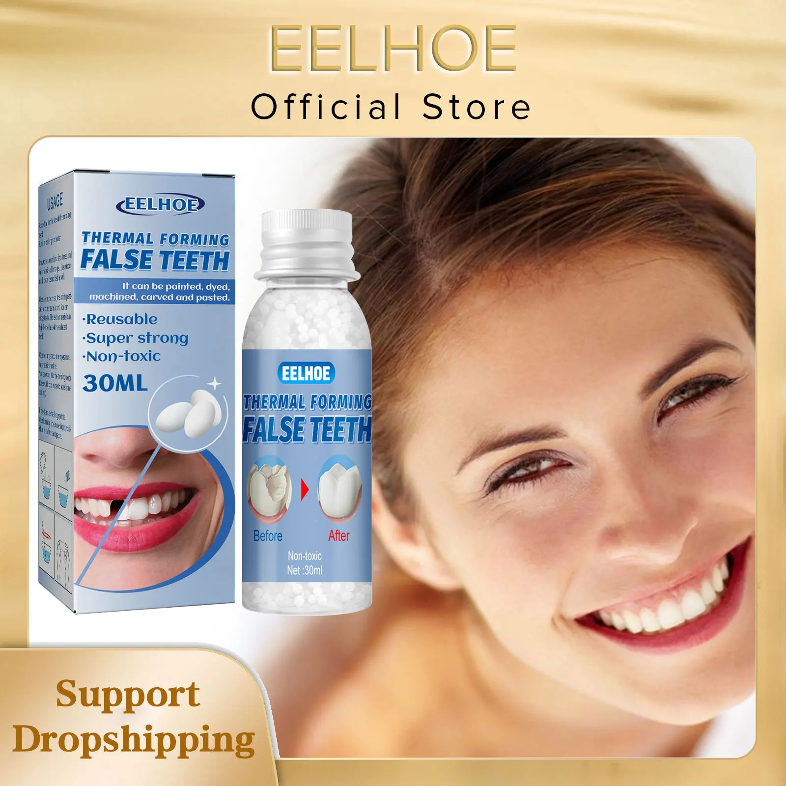 

EELHOE Resin False Teeth Solid Gums Modification of Temporary Filling Materials Restorative Dentistry Oral Hygiene Denture Care