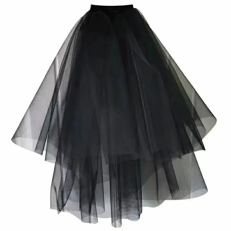 2 Tier Black Lace Wedding Veils Halloween Party Bridal Veil with Comb Hair Accessories for Brides