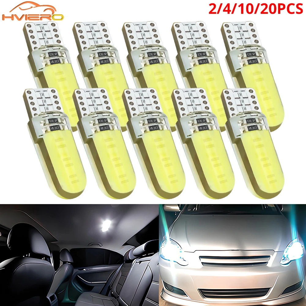 2/4/10pc T10 W5W COB LED Silicagel 194 Wedge Car Dome Reading Lamp Auto License Plate Bulb Side Marker Parking Turn Signal Light