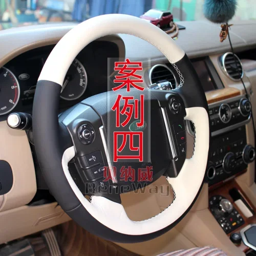 

DIY hand-stitched leather car steering wheel cover for Land Rover Discovery 4 Freelander Interior Auto Accessories