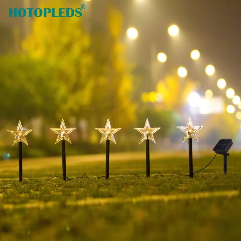 

5 LED Gaden Star Solar Light Warm White Dreamlike Garden Decoration for Outdoor for Christmas Holidays Romantic Garden Setting