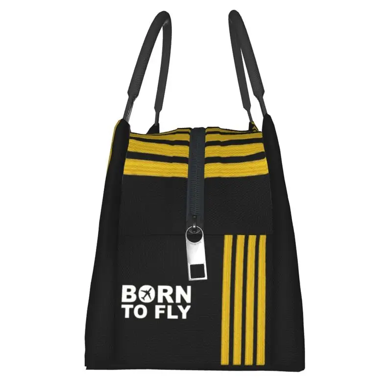 Born To Fly-Sac à lunch isotherme pour femme, boîte fourre-tout, sac de pique-nique scolaire, sac de nourriture, pilote de vol, capitaine d'aviation, happator