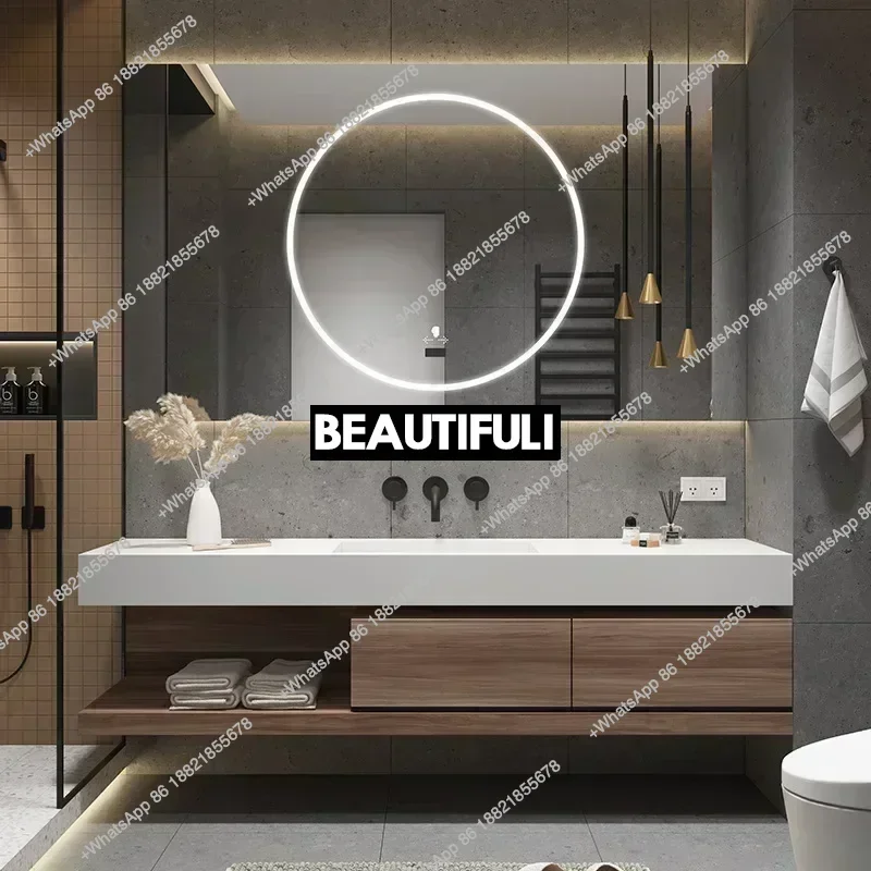 Z136Cabinet Bathroom Smart Mirror Cabinet Slate Ceramic Integrated Washbasin Bathroom Vanity Cabinet with Sink Bathroom Furnitur view 2