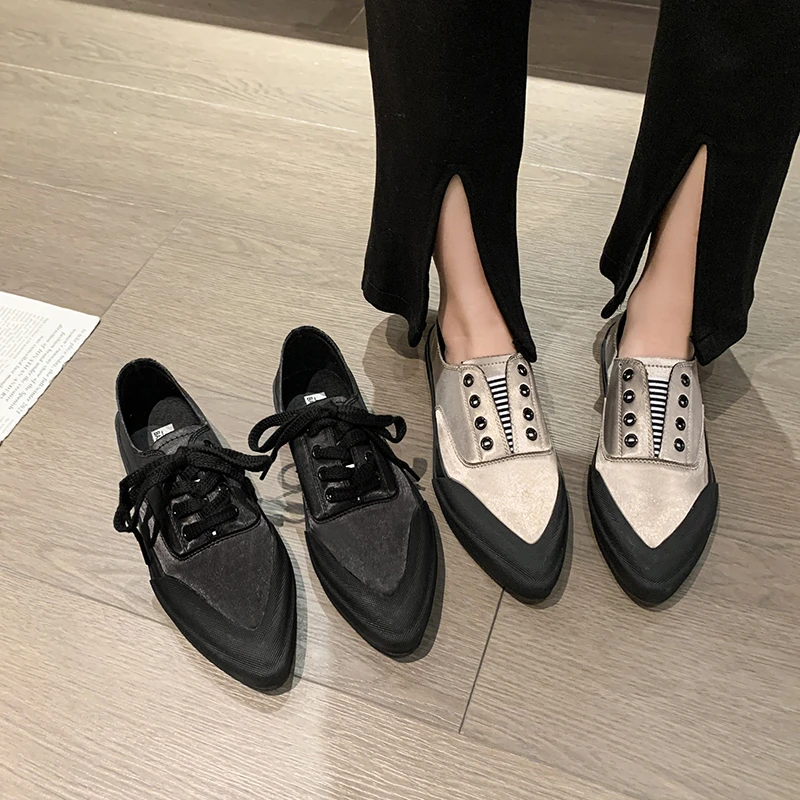 New Shoes Woman 2024 Trend Canvas Sport Casual Shoes Spring Flats Sneakers Running Ladies Loafers Pointed Toe Shoes