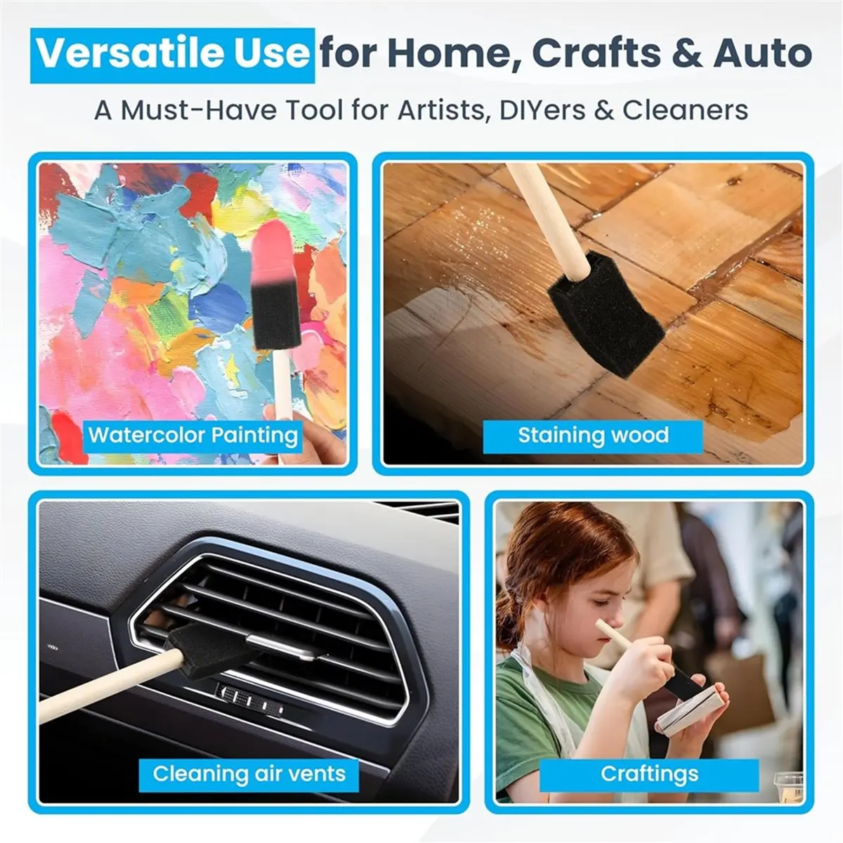 

Пензлики из пенопласта — упаковка из 50 штук для акрила, окрашивания, лаков и поделок своими руками, одноразовые губчатые кисти 1 дюйм [2026 MOCC]