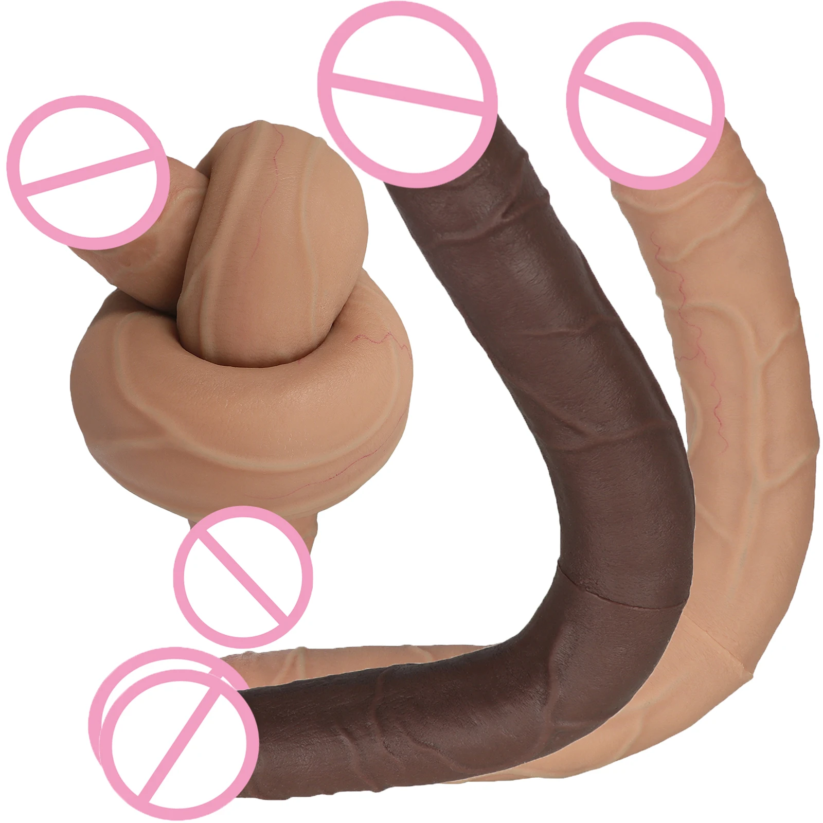 Big Long Realistic Double Dildos Anal Silicone Suction Cup Women Gay Men Thick Dildo Penis Prostate Massager Vaginal Stimulator