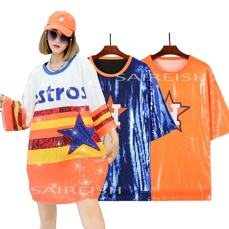 Houston City Shirts Baseball Sequin Dress for Women