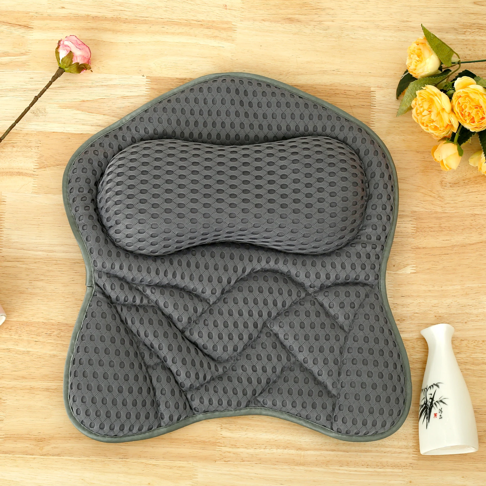 Immagine 3: Cuscino per vasca da bagno per vasca Supporto per collo e schiena con ventose antiscivolo Morbido cuscino per massaggio spa Tappetino da bagno