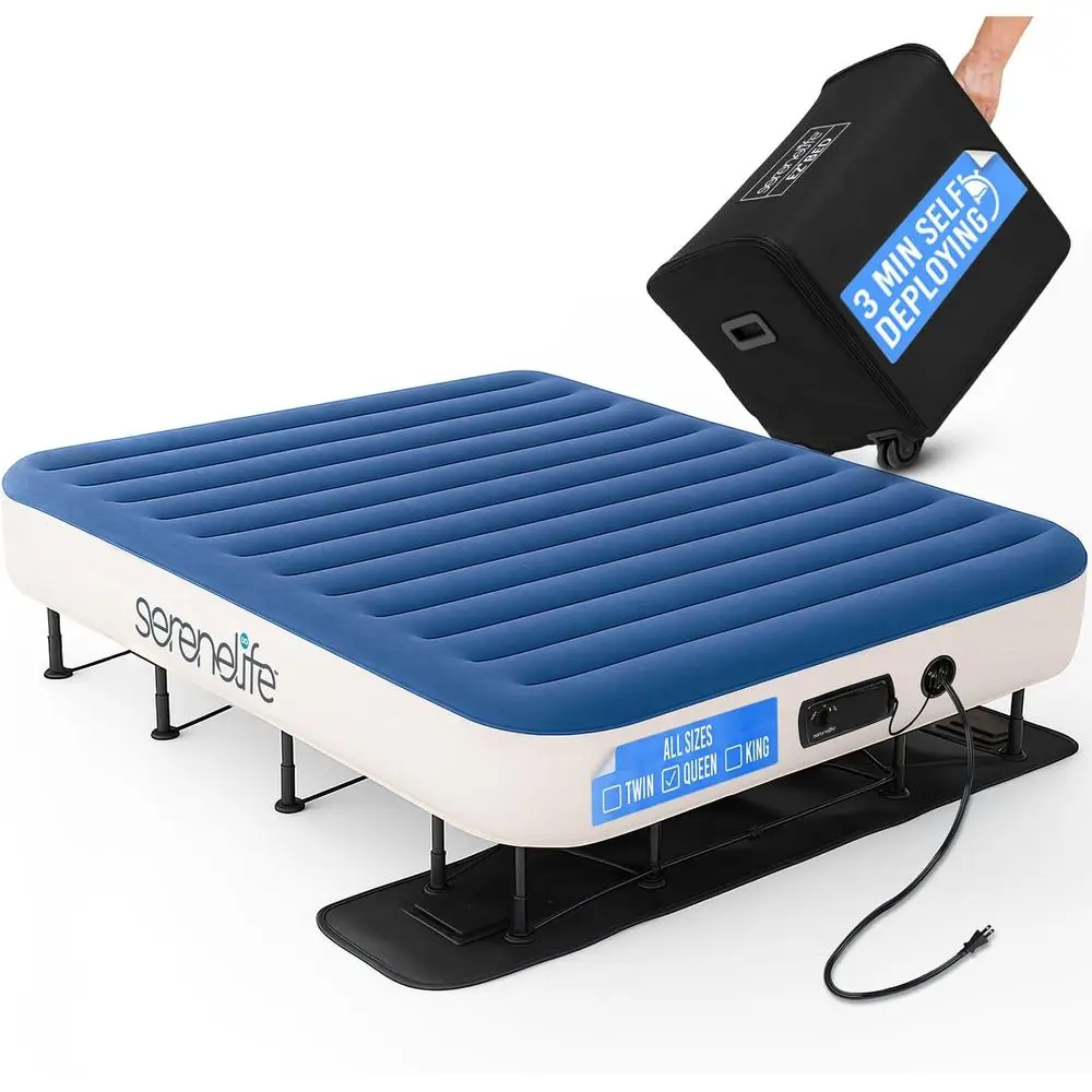 

Надувной матрас с автоматическим надуванием за 3 минуты, с U-образным каркасом и мягким верхом премиум-класса, питание от сети переменного тока через розетку