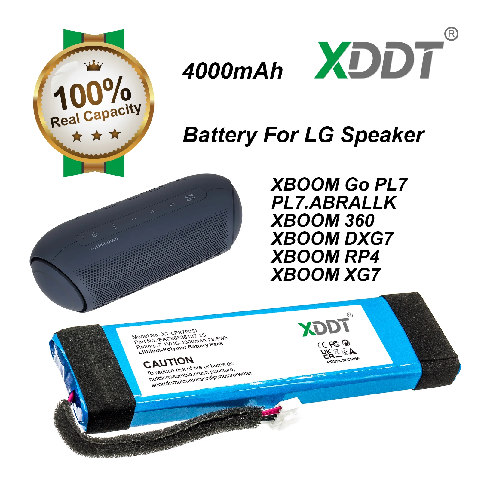 Batería de altavoz de 4000mAh para LG XBOOM Go PL7 PL7.ABRALLK XBOOM 360 XBOOM DXG7 XBOOM RP4 XBOOM XG7 XBOOM XG7S DXG7QGR.DDEULLK