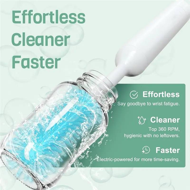 Excellent-Electric Baby Bottle Brush Kit-Silicone Brush& Nipple Cleaner- For Baby Bottles, Nipples, Breast Pump Accessories