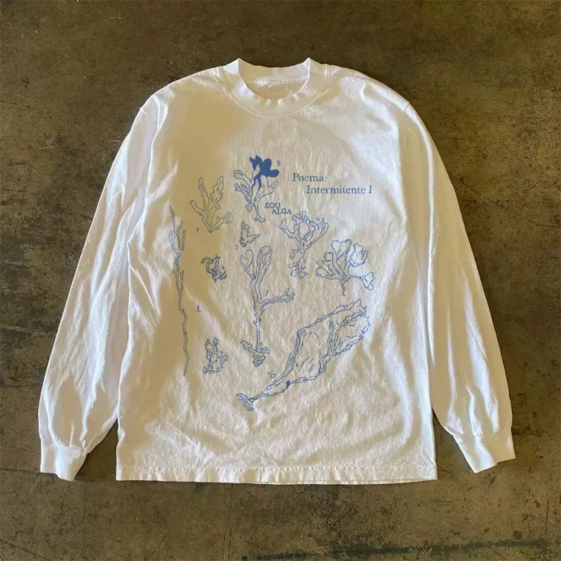 Heavyweight 310g Pure Cotton Long Sleeve American Retro Street Style T-Shirt Unisex Summer Fashion Casual round Neck Tee