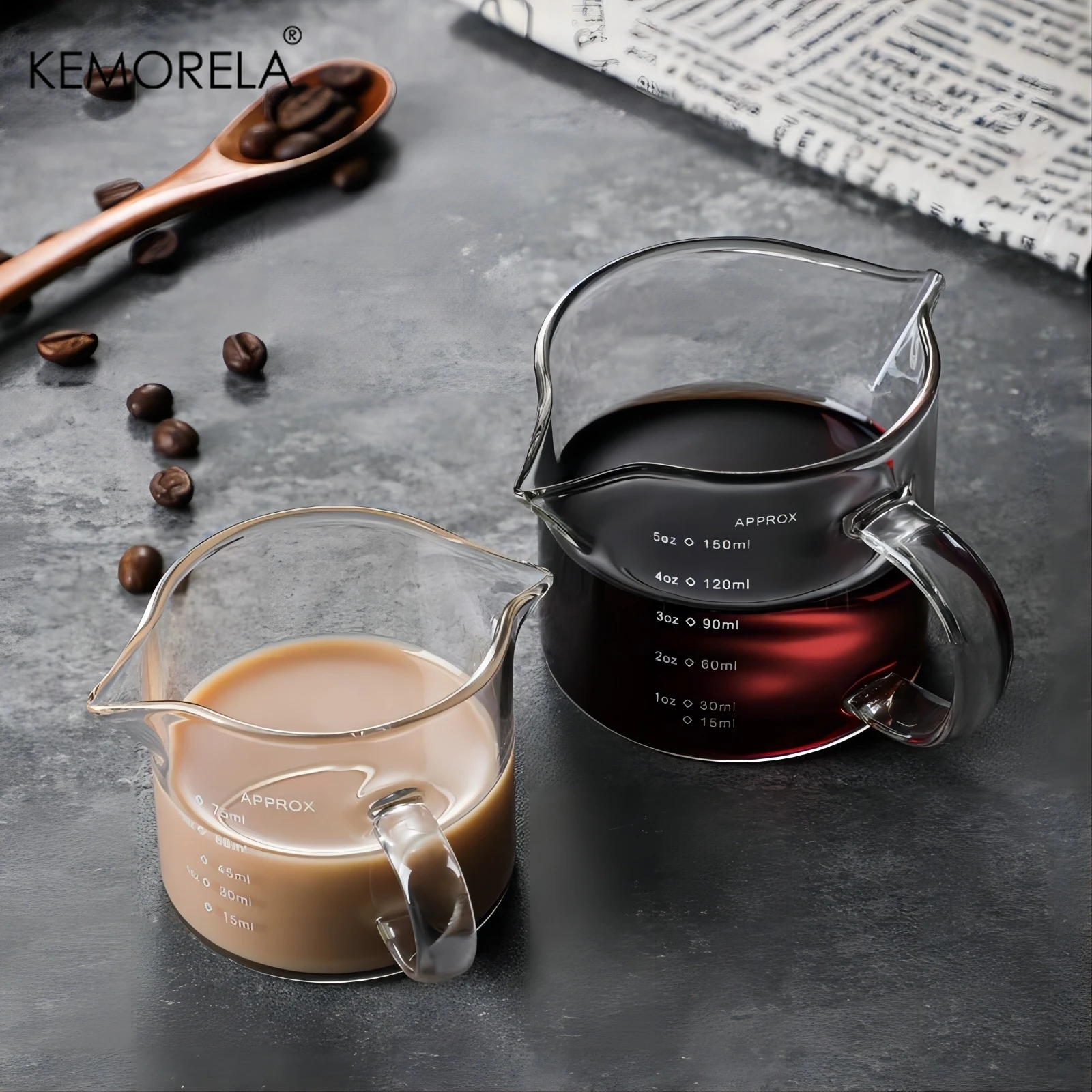 75/150ML Glass Measuring Cup With Handle Espresso Milk Cup Kitchen Mug With Scale Accurate Container For Cooking Baking Barista