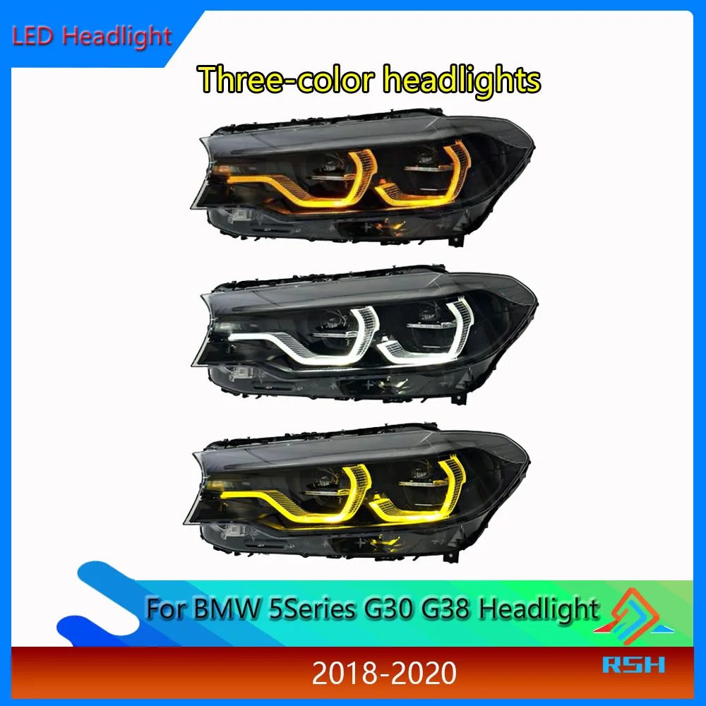 Applicable For BMW 5 Series G30 G38 Three-Color Spoon Headlight Assembly Car Front Light Turn Signal Parts For 2018-2020 Years
