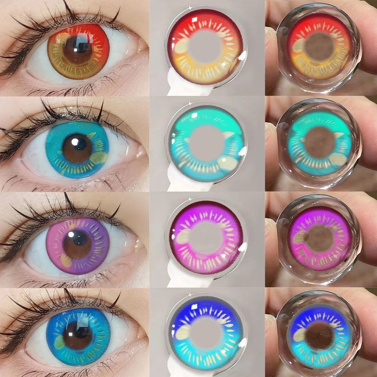 VISUASHOW Sweety Anime Cosplay Farbige Kontaktlinsen Myopie Kleine Pupillenlinsen 2 Stück 6-Monats-Einweg-Softlinsen für Make-up