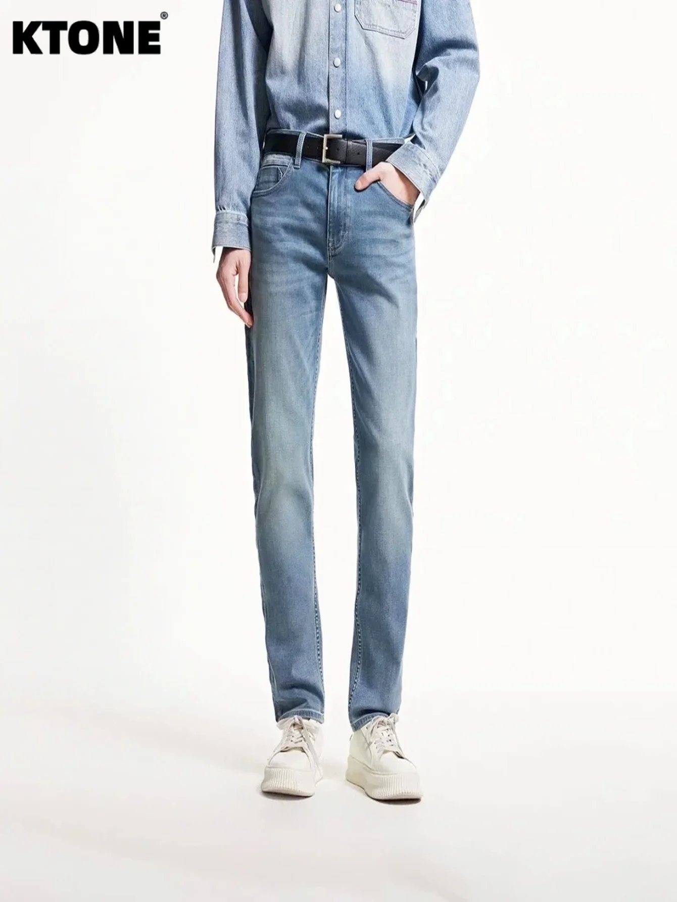 

Vintage Jeans Blue Slim Denim For Man Y2K Drip For Dating No accessories or belts included