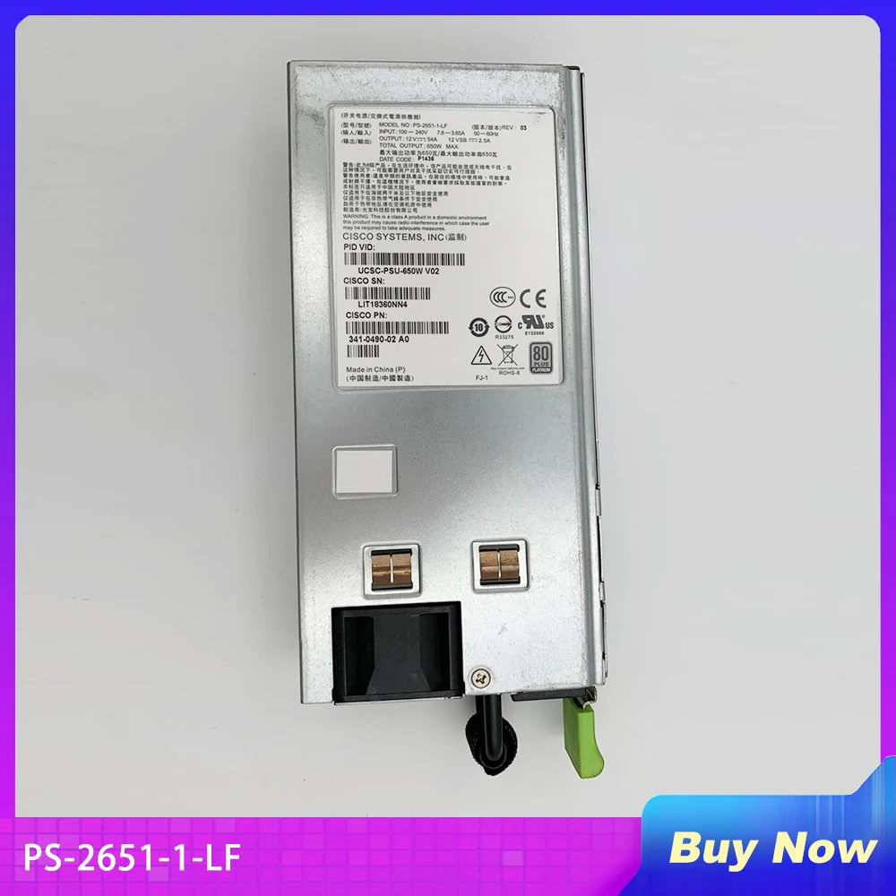 Server Voeding Voor Clsco Ucsc PS-2651-1-LF UCSC-PSU-650W 341-0490-02 Volledig Getest