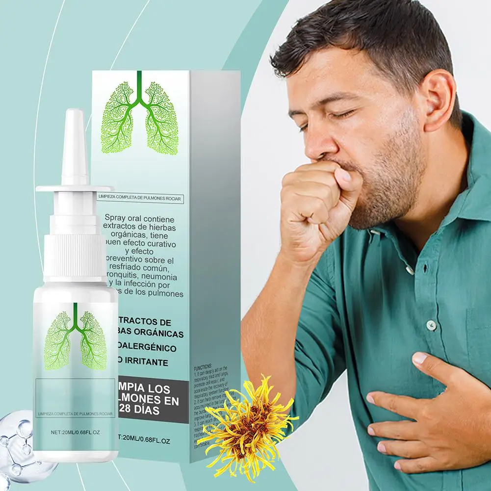 Spray de limpeza de ervas desintoxicante pulmonar Clearing, Hidratante da garganta, Nasal Stuck, Organic Clear, Q6W2, 20ml