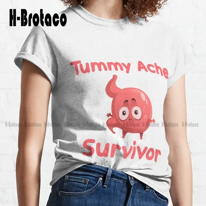 Tummy Ache Survivor Vintage Men Women Gift Classic T-Shirt 80S Tshirts For Men Xs-5Xl Custom Gift Make Your Design Streetwear