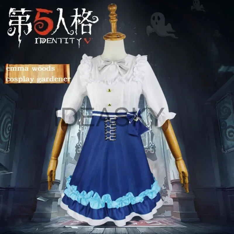 Identity v Emma Wood cosplay ballerer identity v, vestido lolita dulce, traje de Halloween para niñas y mujeres, zapatos con peluca completa