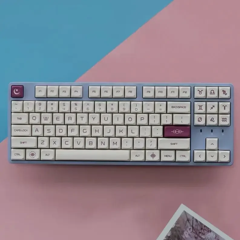 'White And Milk Purple Color Qx1 Profile Keycap 139 Dye Sublimated For Mx Switch Mechanical Keyboard
