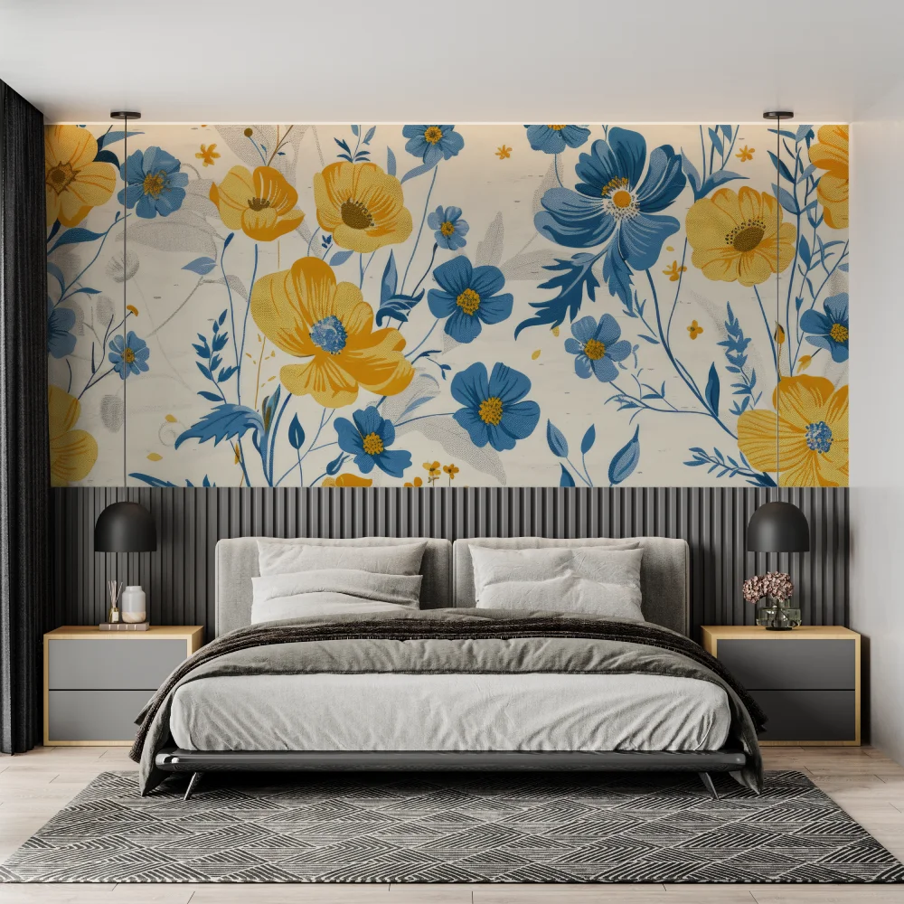 custom European floral mural home decoration TV wall background Yellow flower wallpaper Bedroom living room wall 3d wallpaper