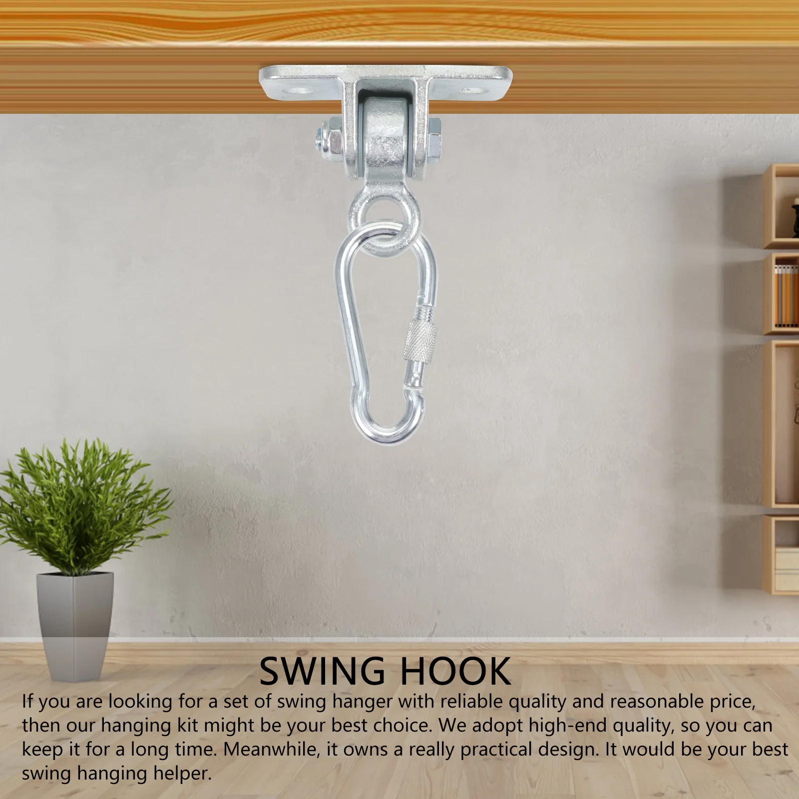

1Set High Quality Swing Hanging Set Cast Steel Material Sturdy Hooks Safety Clasps for Indoor Outdoor Use Swing Hanger