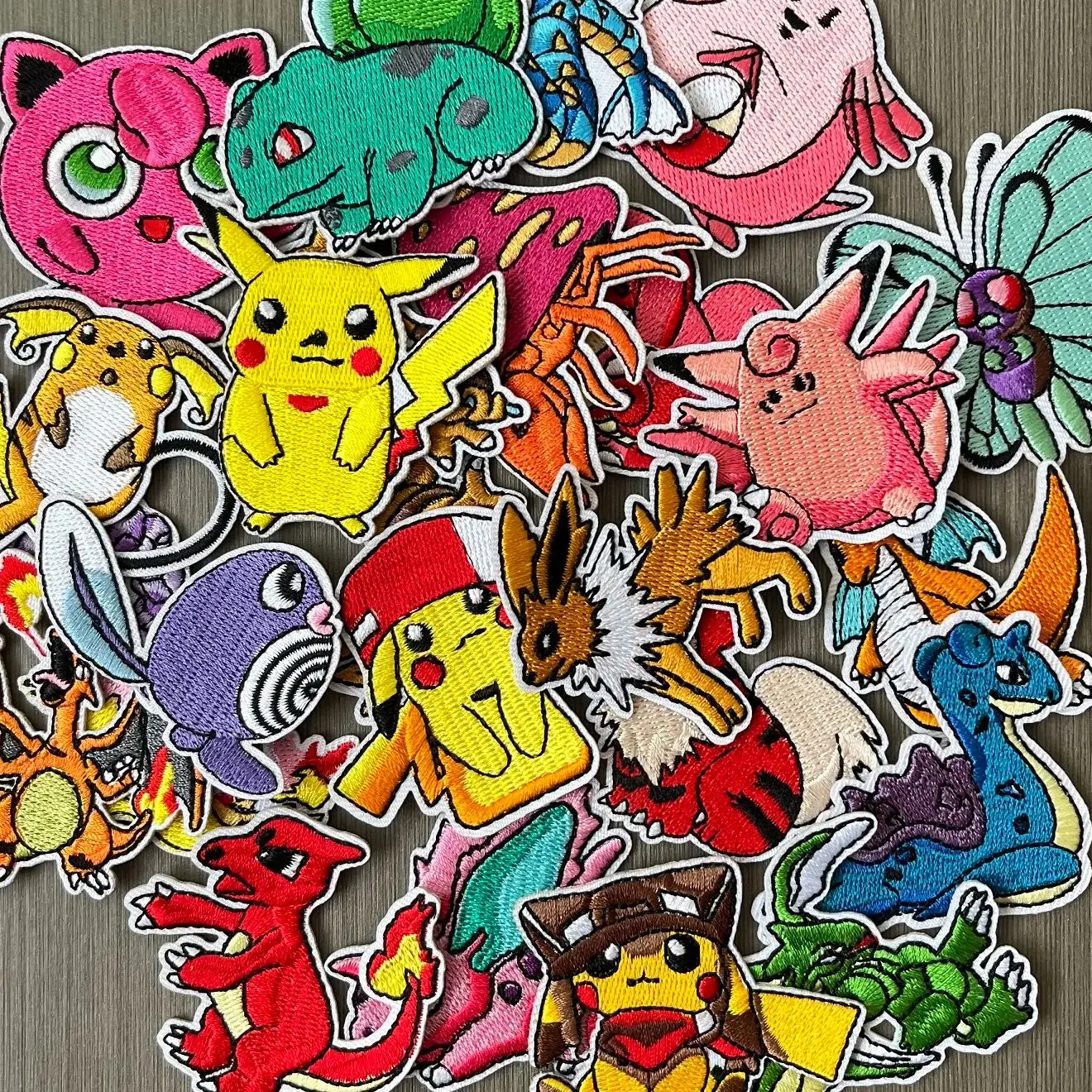 25Pcs Cartoon Pokemon Pikachu Game Monster Character DIY for Sew Clothing Iron on Embroidery Patches Coat Appliques