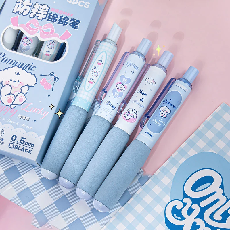 4Pcs Creative Kawaii Gel Pen Cartoon Cute Writing Pen Fashion Writing Smooth Pens Office Supplies Student Stationery Gifts