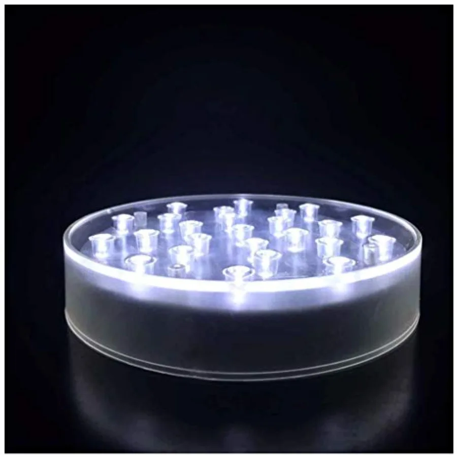 Led Light Base - 6 Inch Round Display Pedestal Light Stand Plate Flat for 3D Crystal Cube Glass Art Acrylic Statues - USB Charg