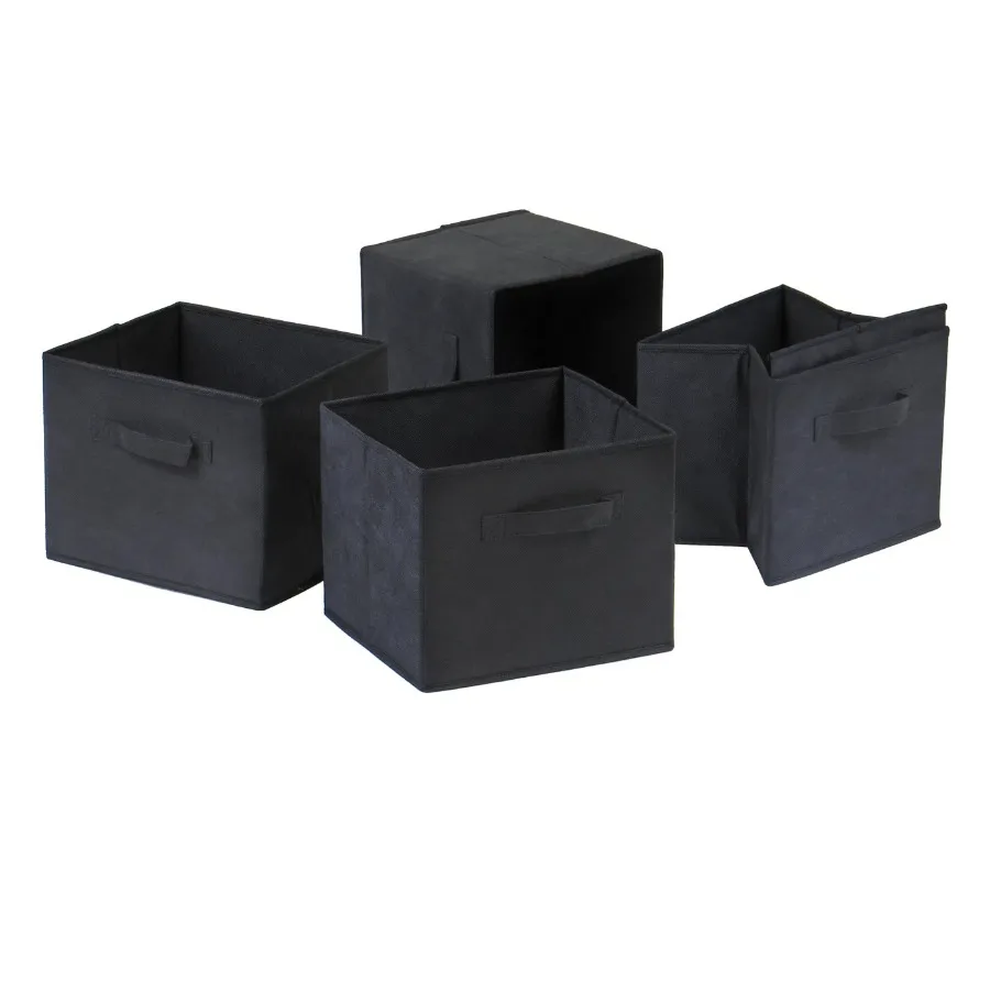 

Capri Set of 4 Foldable Black Fabric Baskets