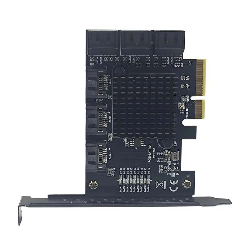 Kartu Ekspansi PCIE ke SATA III PCI Express 3.0 X4 ke SATA3.0 Adaptor Pengontrol 6Gbps Riser Multiplier Chip RTL9101 untuk Desktop