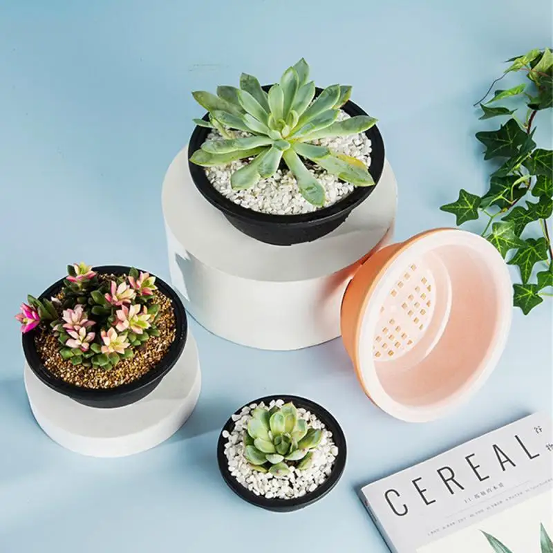 Plastic Round Succulent Flower Pots New Chunky Korean-style Large Succulent Pot Degradable Corrosion-resistant Textured Planter