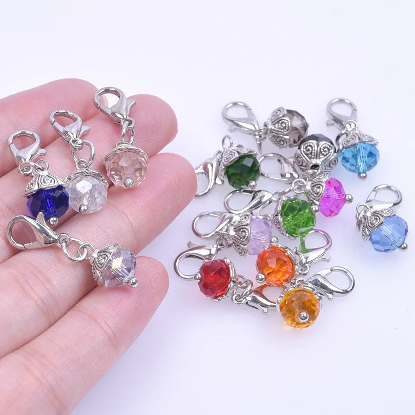 5pcs color Pearl Knitting Crochet Locking Stitch Markers Zinc Alloy Antique Silver Color Mixed Color Knit Needlework Accessories