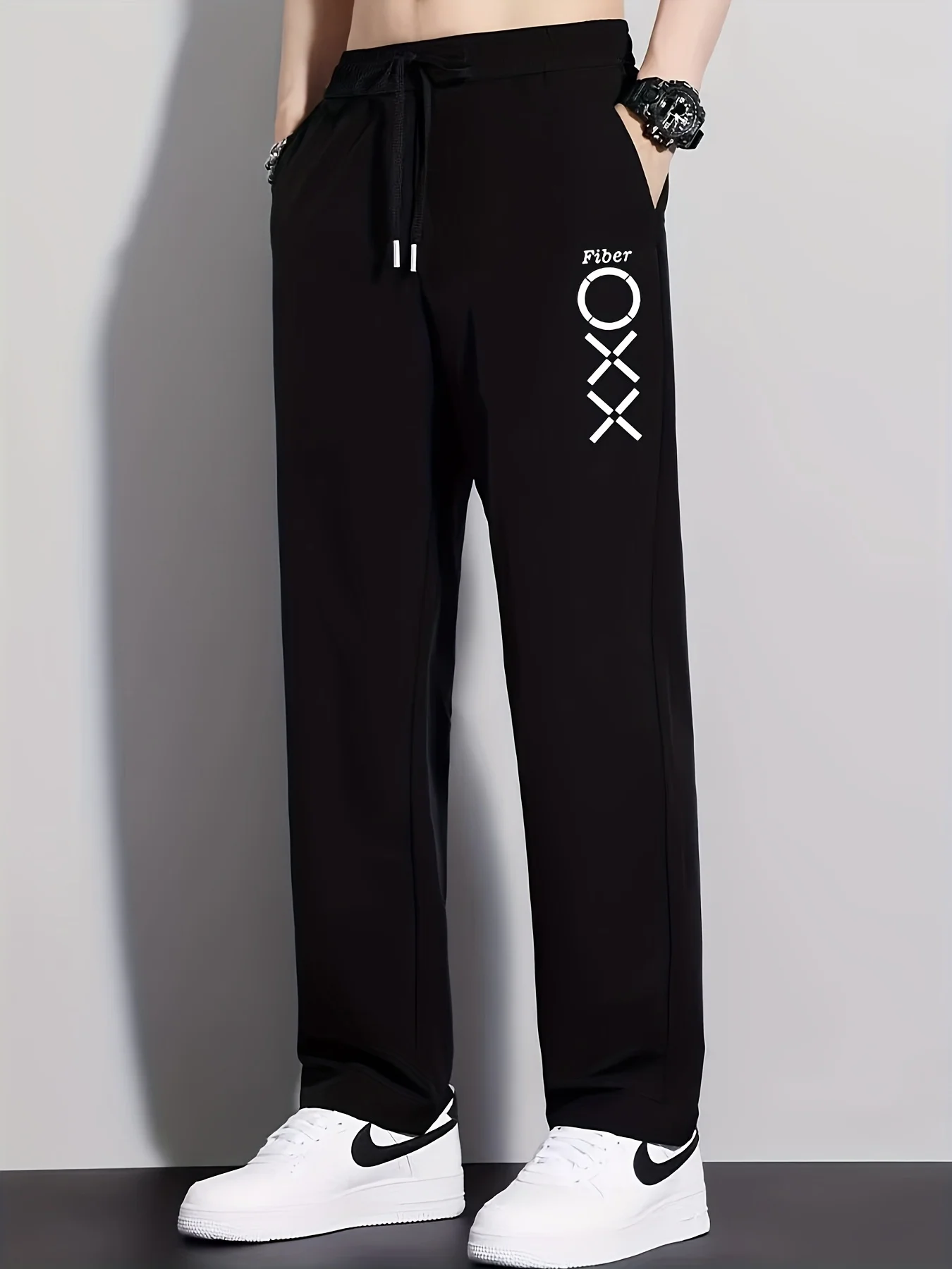 

2025 New hot-selling trend printed men's trousers wide-leg trousers breathable quick-drying casual sports wide-leg trousers