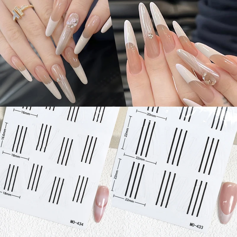 3D French Nails Template Stickers Nail Edge Strip Wave Design French-style Manicure Auxiliary DIY Tip Tools Decal Accessories