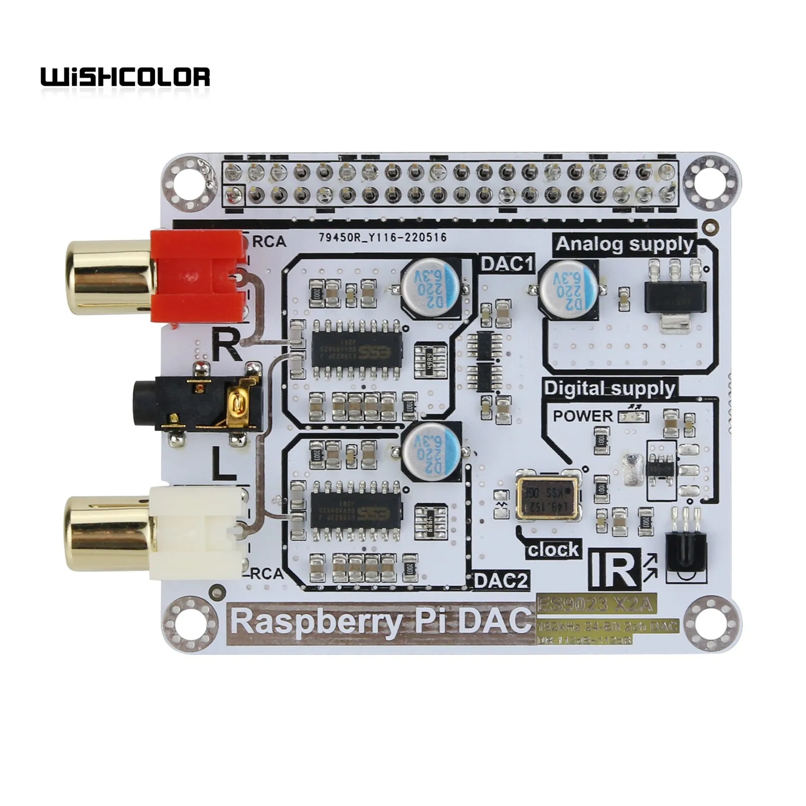 

Wishcolor For Volumio Moode Raspberry Pi DAC Board Decoder Board 192KHz 24Bit 2CH DAC Hifi Dual Decoding I2S