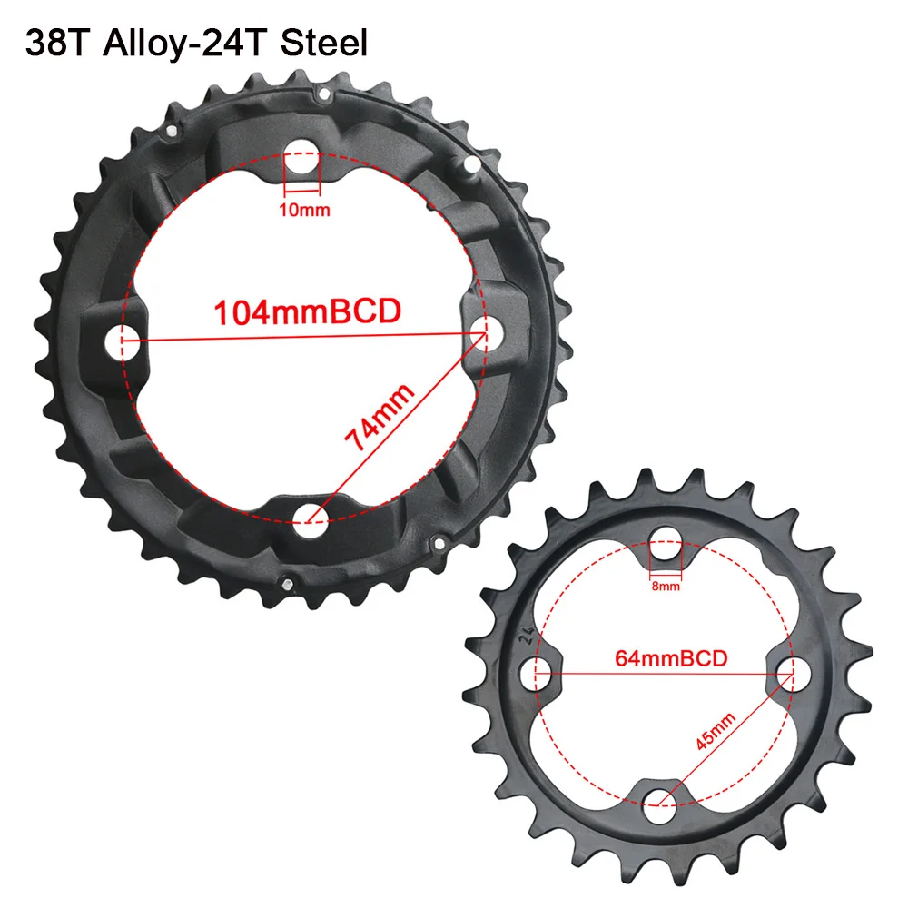 Ganopper 10 Speed 24T 38T M610 M615 64BCD 104BCD Chainwheel Bicycle Crankset 2X System Mountain Bike Crank Chainring Bike Parts