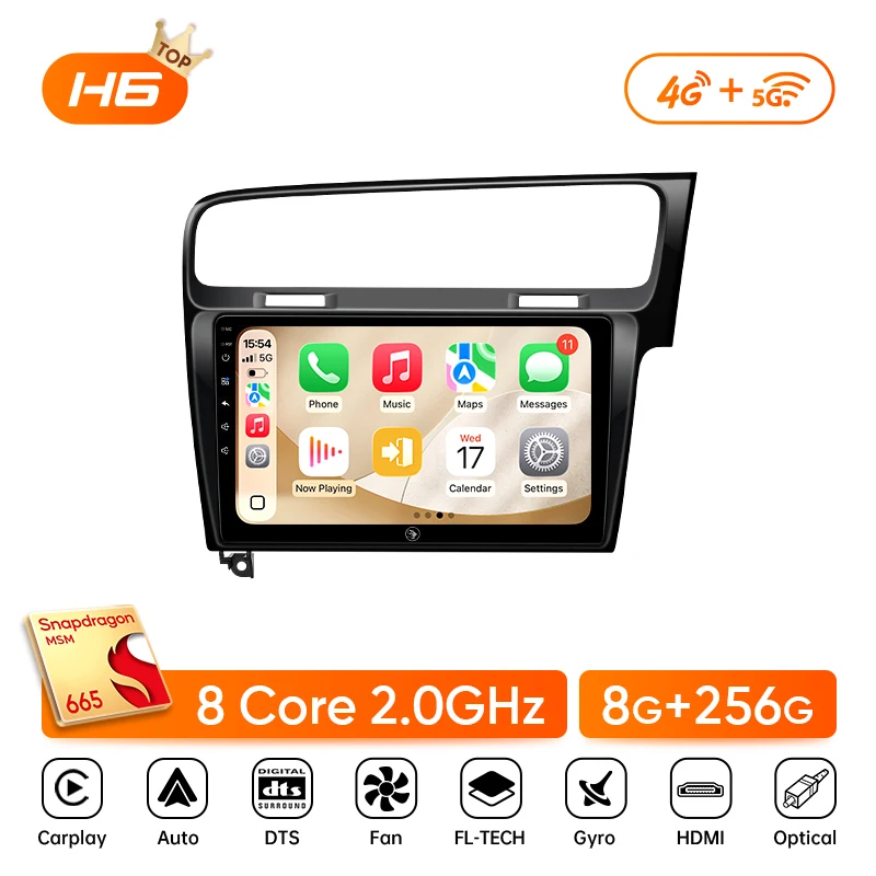 Ainavi Car Radio For Volkswagen VW Golf 7 MK7 RHD 2012 2013 2015 2017 2019 2021 Carplay Android Auto Car Multimedia Player 2 Din image 3